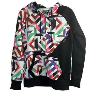 Volcom Super Stylo Hydro Zip Hoodie Geometric Multi Color Black Youth Medium